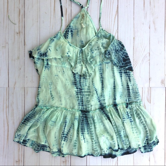 EUC Free People Blue Tie-Dye layered beaded tank - Picture 4 of 8